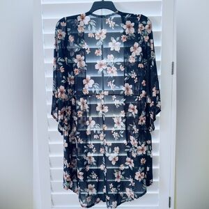 Floral Sheer Open Front Cardigan/ Size Large Floral Print